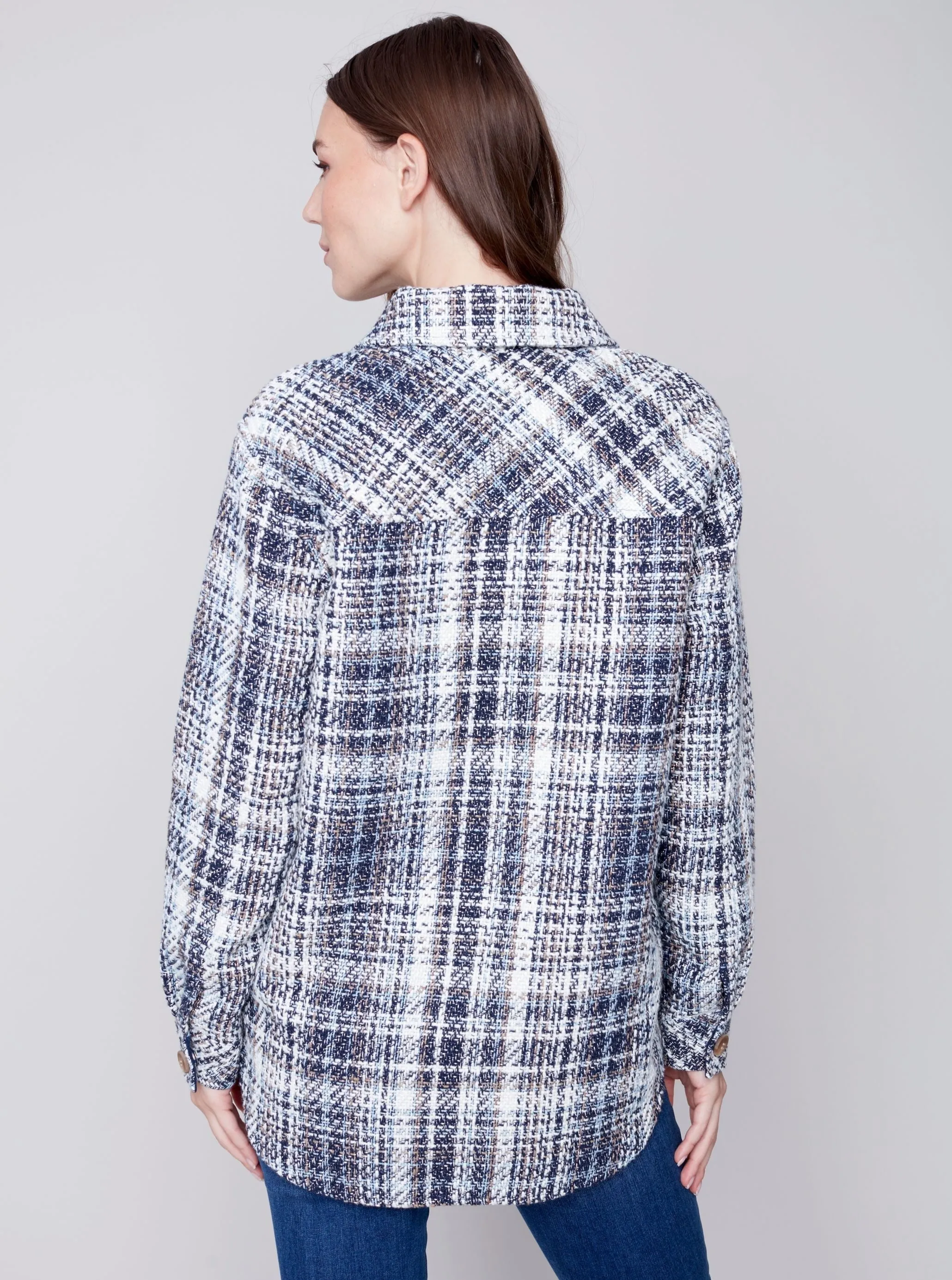 Tweed Shirt Jacket [Navy-C6192]