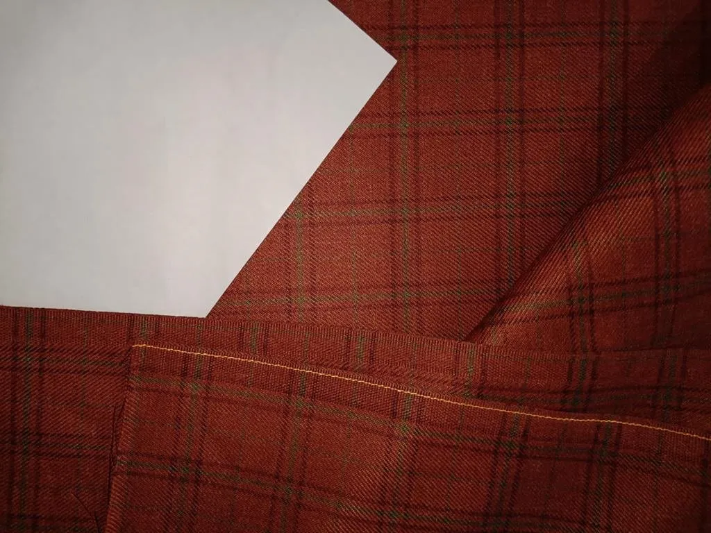 Tweed Suiting Heavy weight premium Fabric rust ,green  and black Plaids 58" wide [12867]