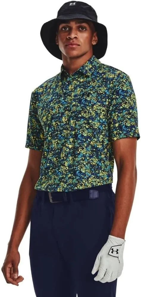 Under Armour Playoff 3.0 Printed Mens Golf Polo Midnight Navy Starfruit Midnight Navy