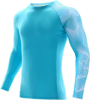 UPF 50  Men's Long Sleeve Rash Guard Compression Shirt Athletic Baselayer