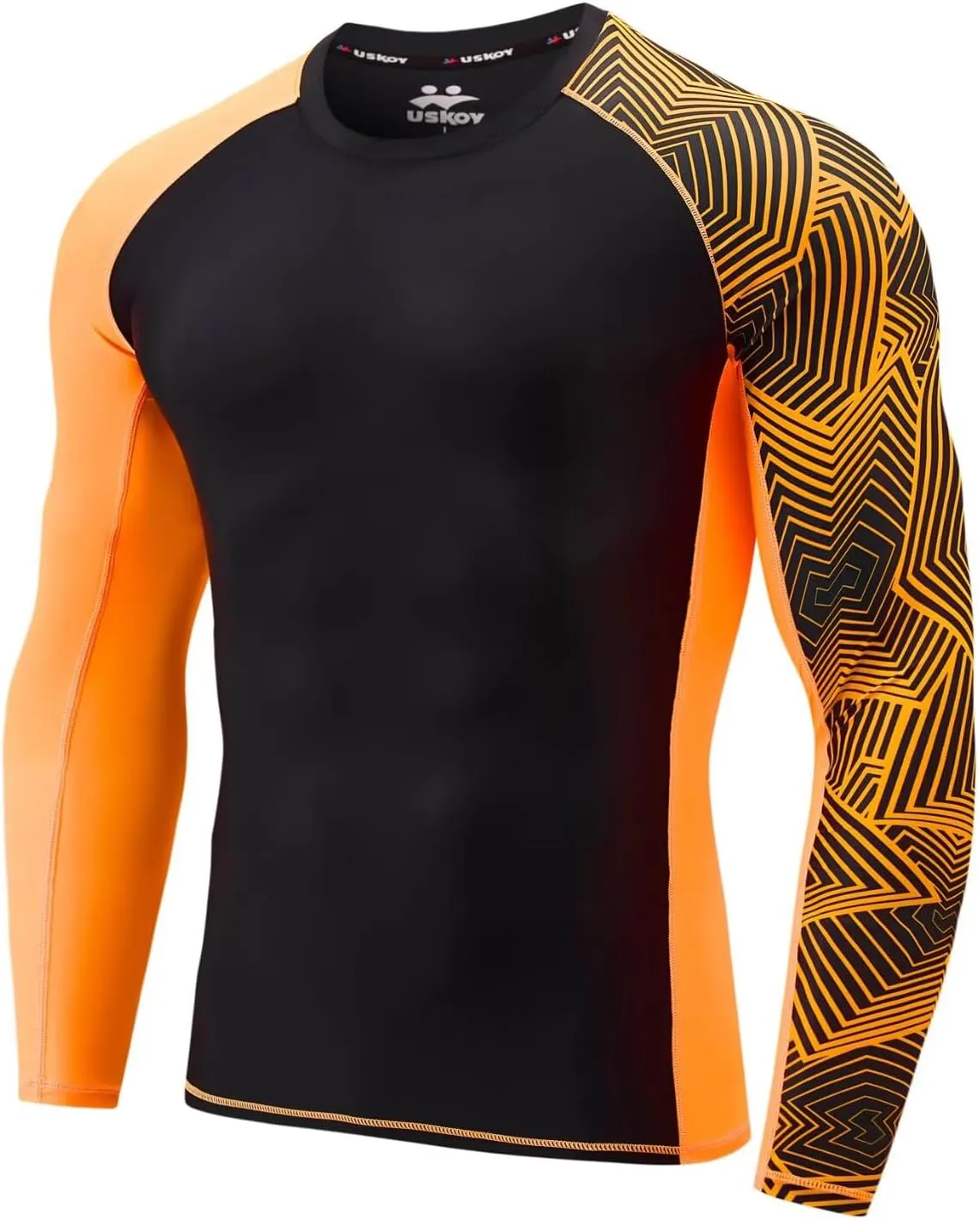 UPF 50  Men's Long Sleeve Rash Guard Compression Shirt Athletic Baselayer