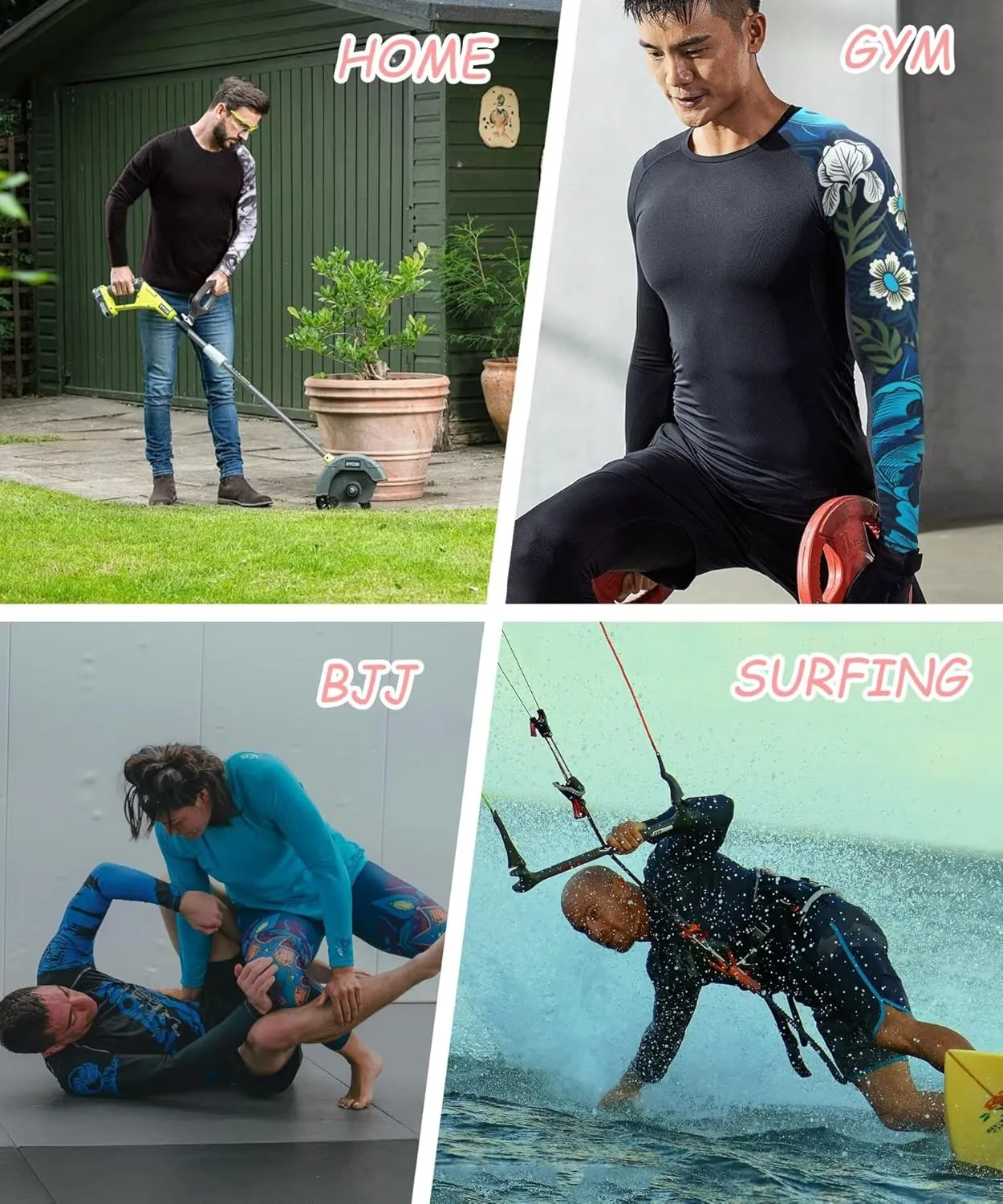 UPF 50  Men's Long Sleeve Rash Guard Compression Shirt Athletic Baselayer