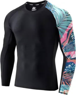 UPF 50  Men's Long Sleeve Rash Guard Compression Shirt Athletic Baselayer