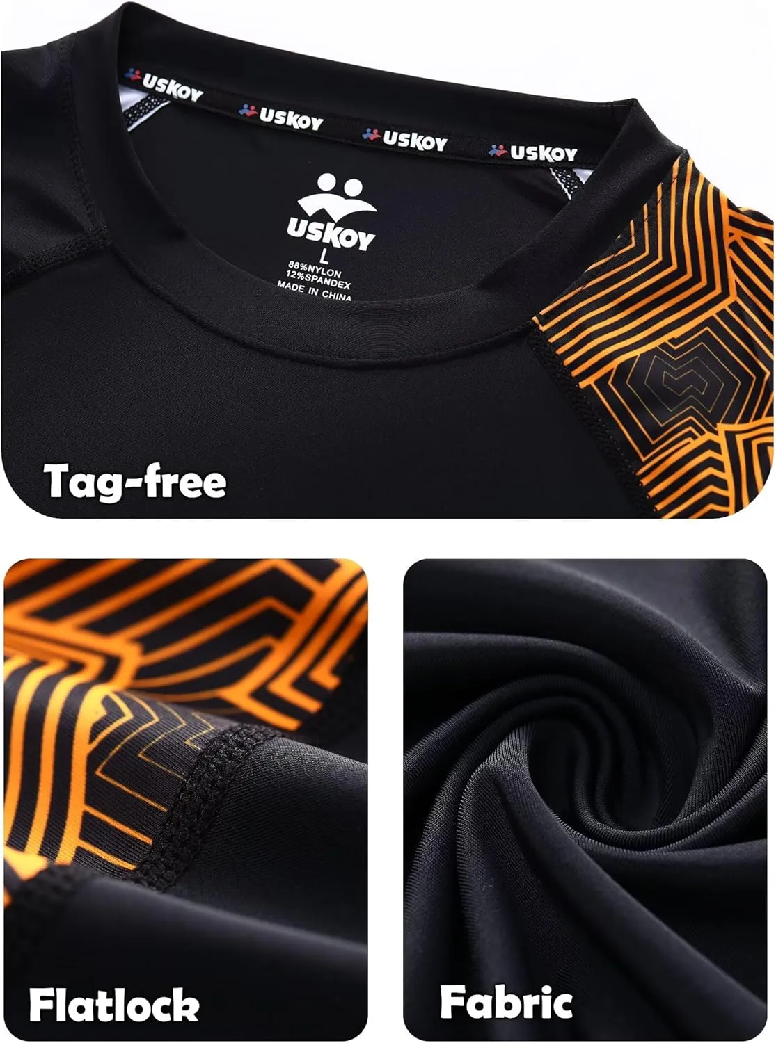 UPF 50  Men's Long Sleeve Rash Guard Compression Shirt Athletic Baselayer