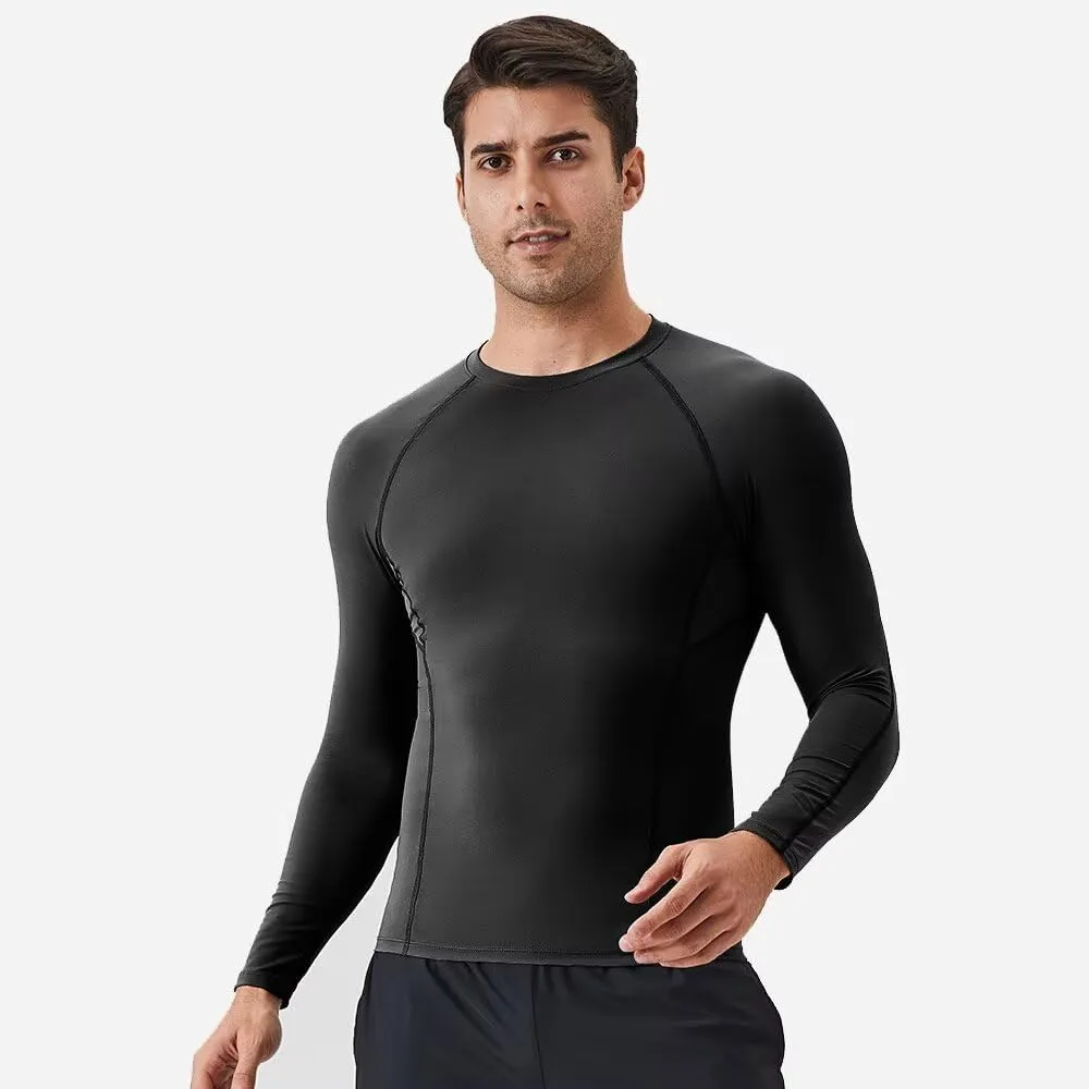 UPF 50  Men's Long Sleeve Rash Guard Compression Shirt Athletic Baselayer