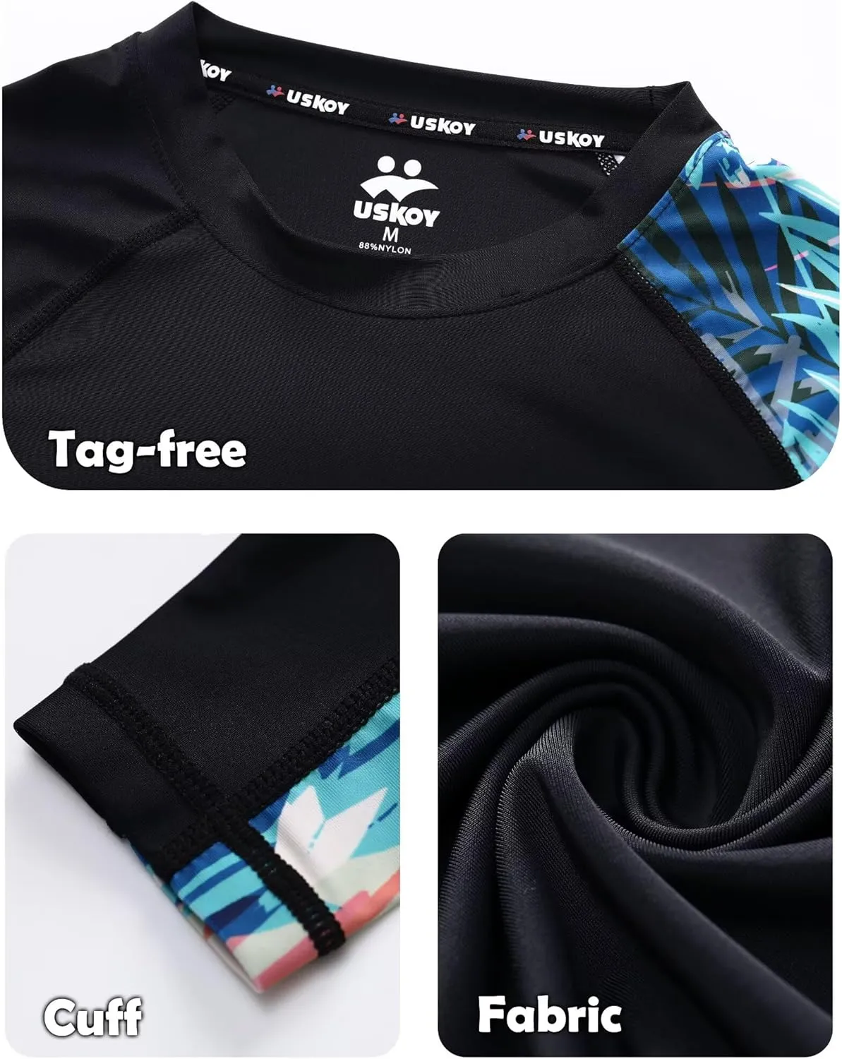 UPF 50  Men's Long Sleeve Rash Guard Compression Shirt Athletic Baselayer