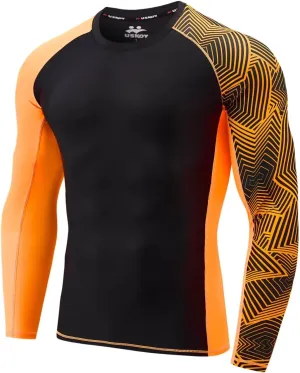 UPF 50  Men's Long Sleeve Rash Guard Compression Shirt Athletic Baselayer