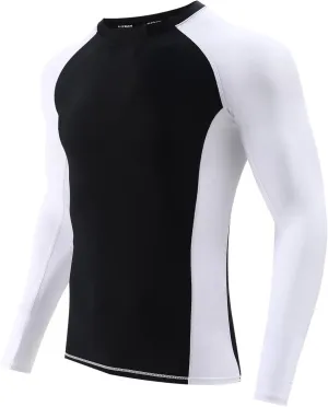 UPF 50  Men's Long Sleeve Rash Guard Compression Shirt Athletic Baselayer