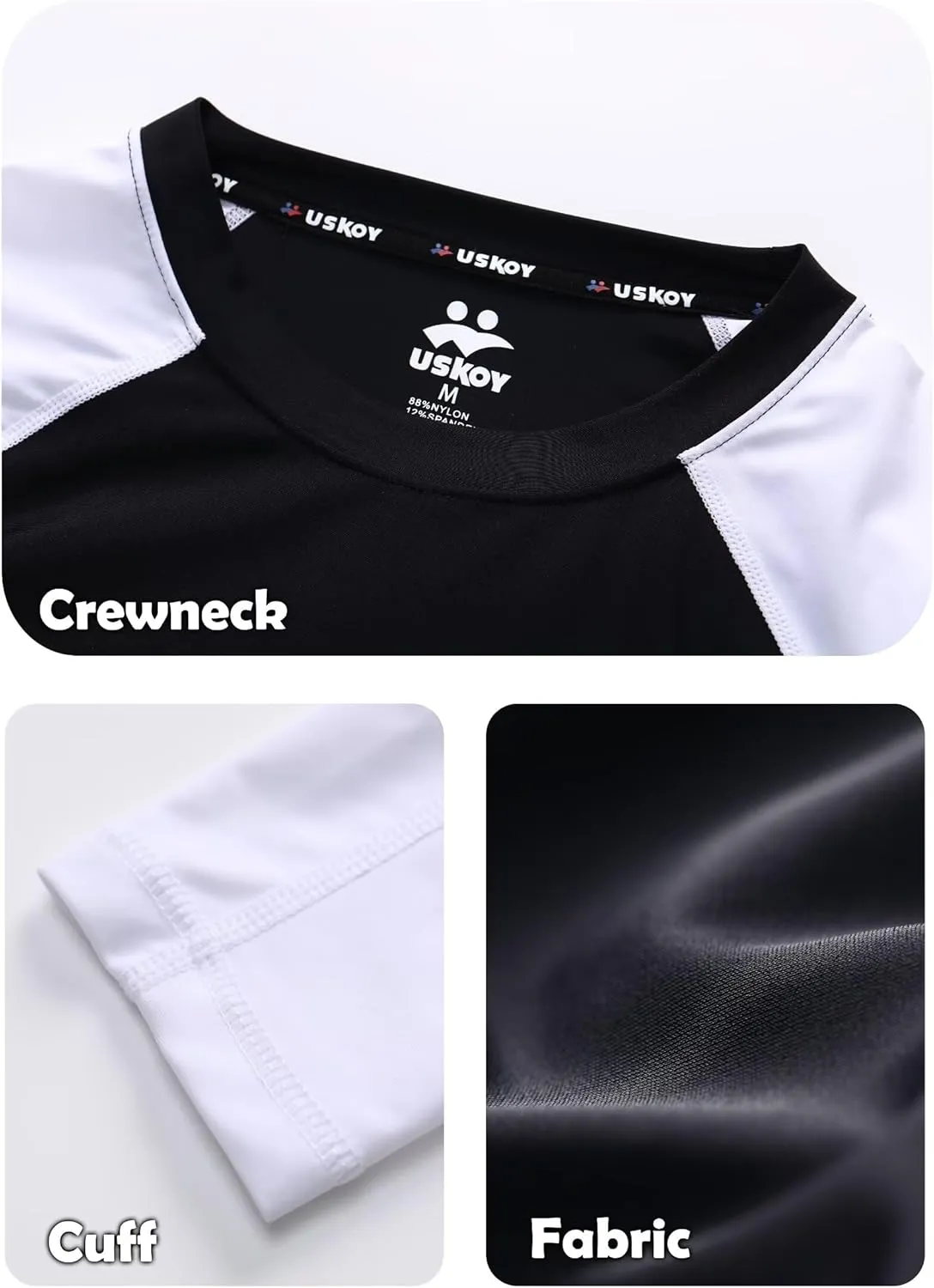 UPF 50  Men's Long Sleeve Rash Guard Compression Shirt Athletic Baselayer