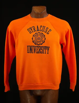 Vintage Syracuse University Raglan Crewneck Sweatshirt 70s Velva Sheen Orange and Navy Blue Large