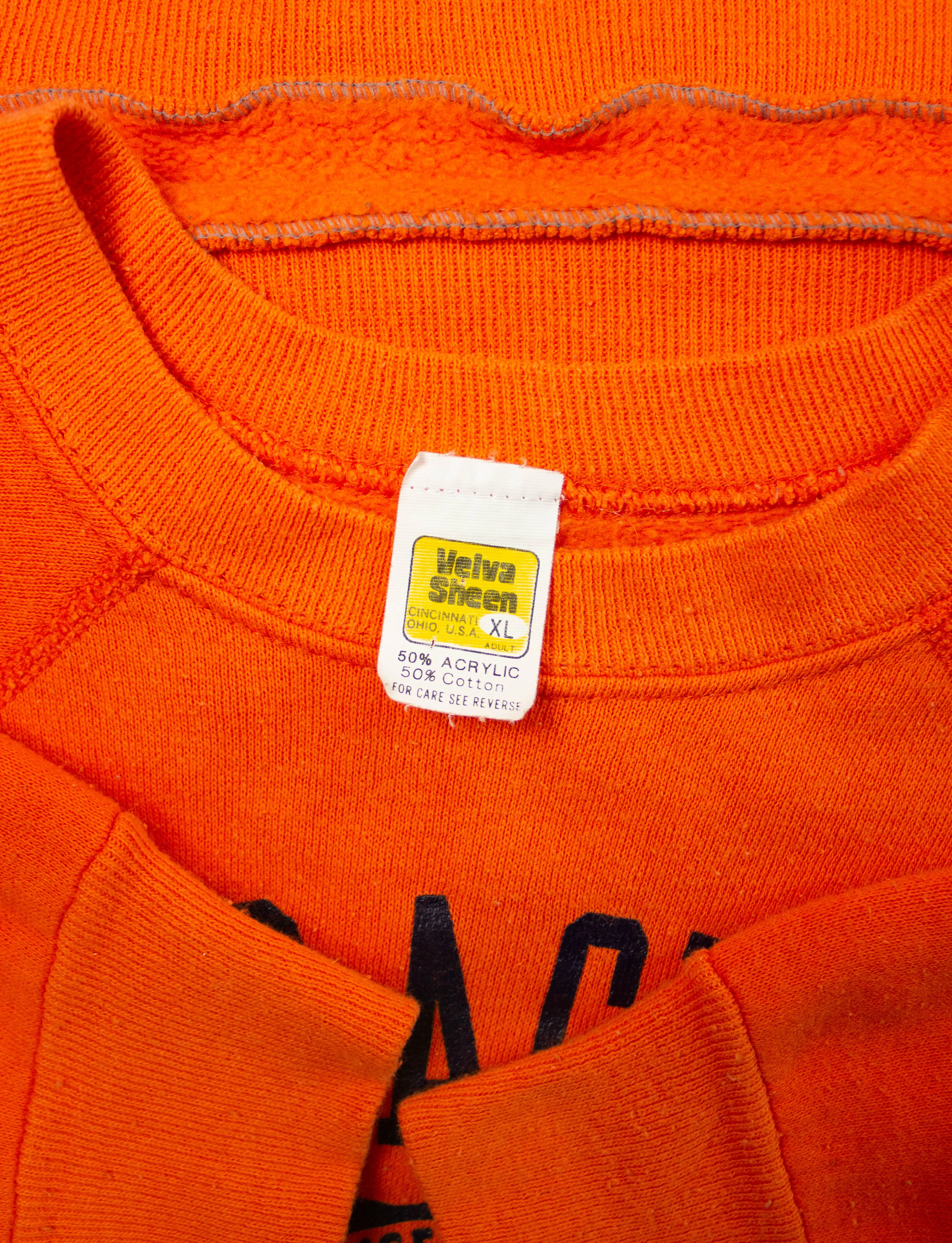 Vintage Syracuse University Raglan Crewneck Sweatshirt 70s Velva Sheen Orange and Navy Blue Large