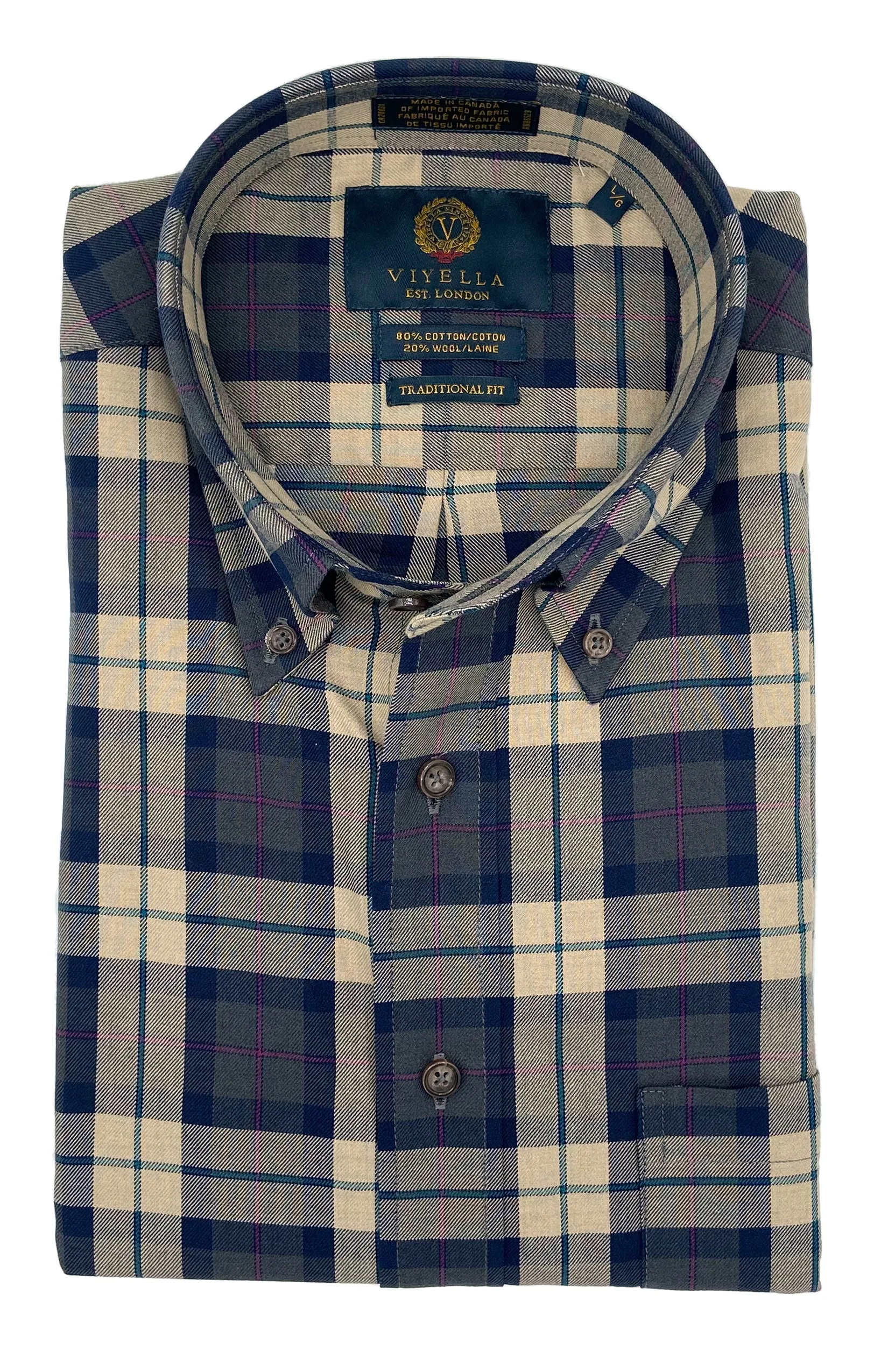 Viyella Long Sleeve Sport Shirt - Shiitake - 651440 2598