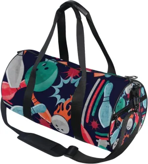 Watercolor Bowling Gym Duffle Bag for Women Men Sports Fitness Bag Workout Travel Gymnastics Dance