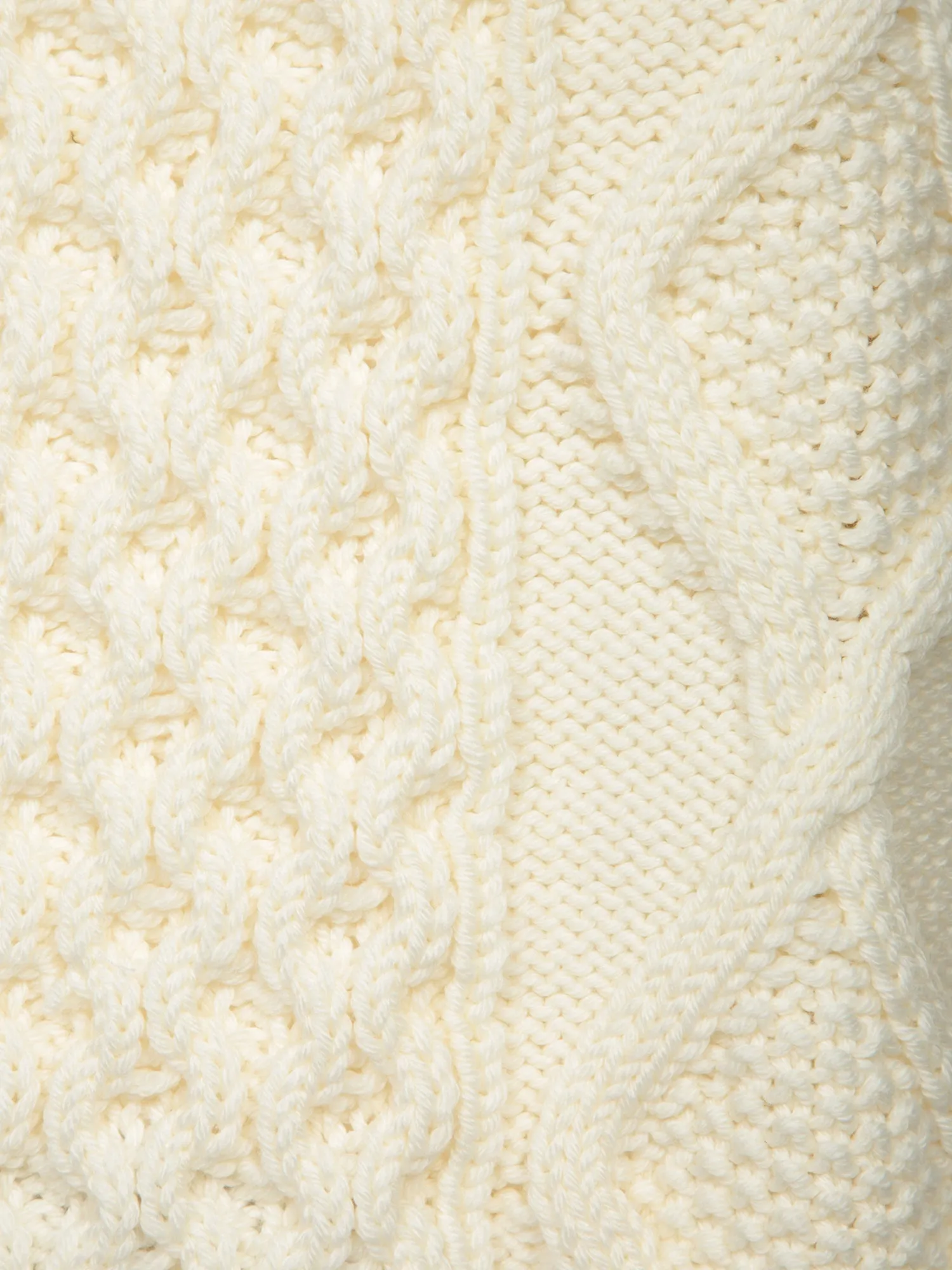 White Cable-Knit Wool Sweater