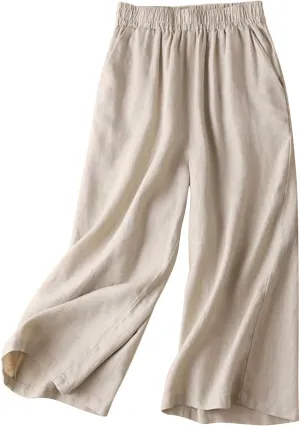 Wide Leg Linen Pants for Women Women Linen Pants Beach Leisure Trousers Linen Blend Pants