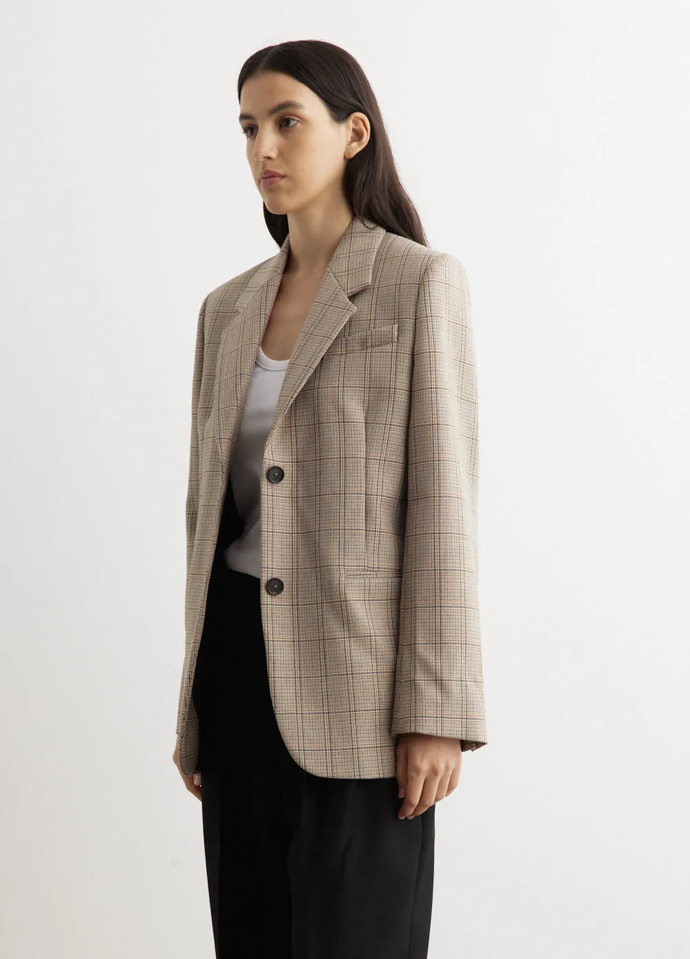 Windowpane-Check Suit Jacket