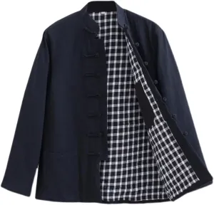 Winter Cotton Padded Tai Chi Uniform Men Loose Tang Suit Jacket Warm Coat Thicken Chinese Traditional Clothes black-3XL