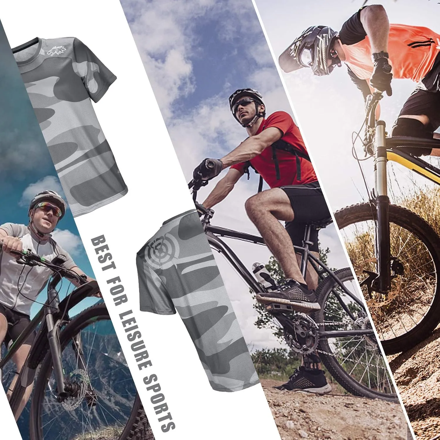 Wisdom Leaves Mens Mountain Bike Jersey Short Sleeve MTB Shirts Moisture-Wicking and Quick-Dry