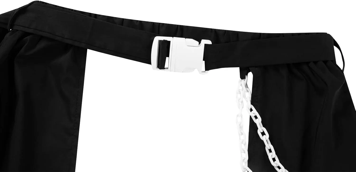 Women Buckle Bottomless Pants Sexy High Waist Chaps Hollow Out Cargo Crotch Pants See Through Rave Leggings Harem Trousers
