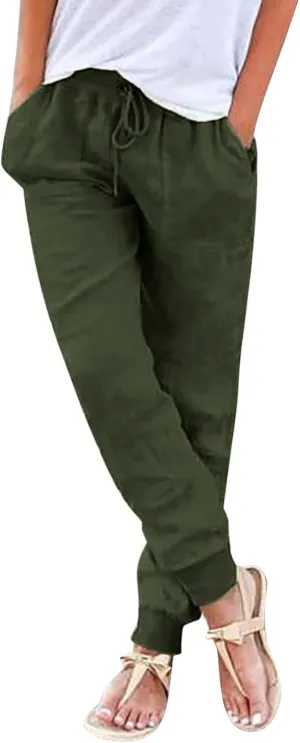 Women Cotton Linen Summer Boho Palazzo Pants High Waist Bootcut Slim Fit Palazzo Pants Trendy