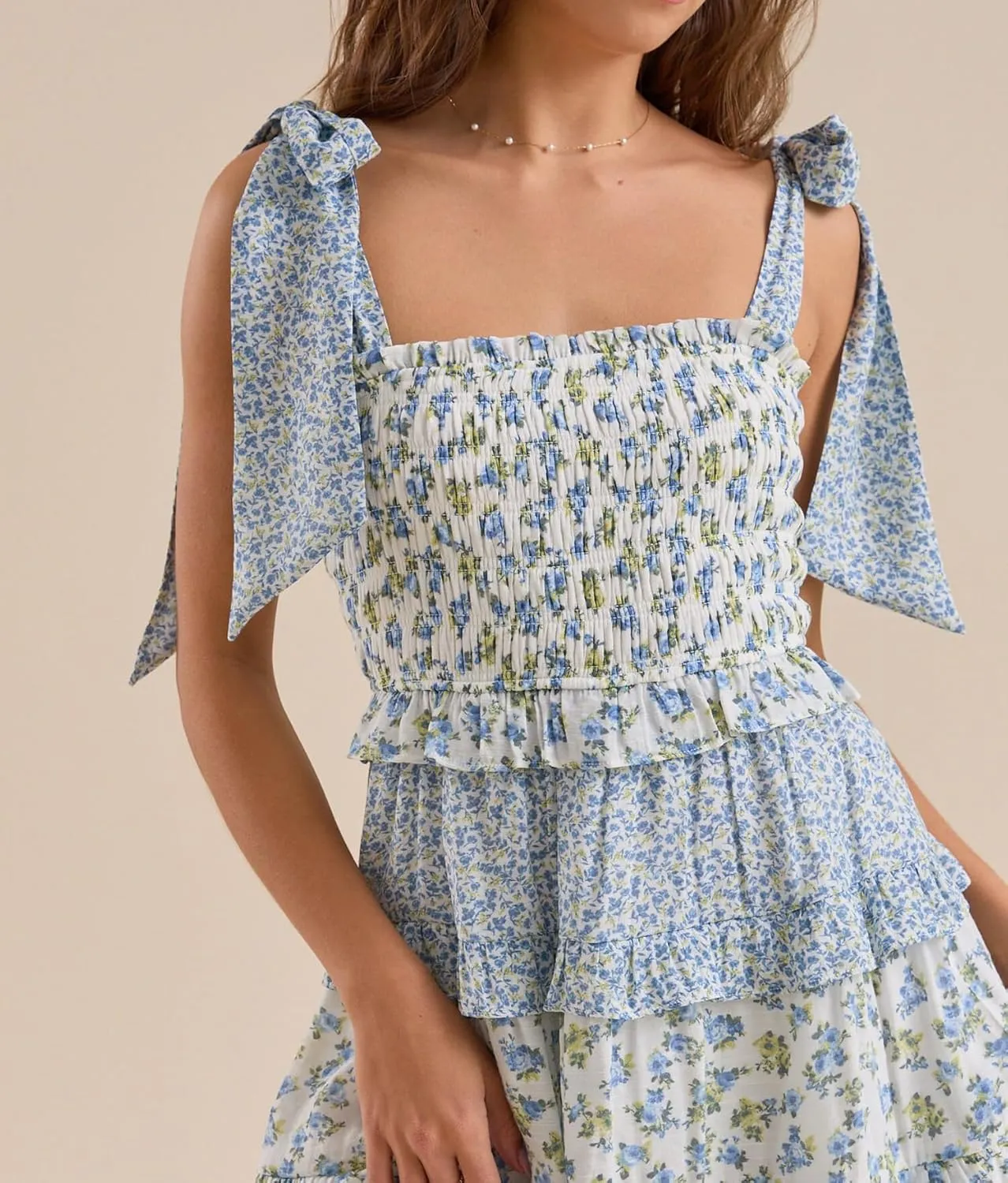 Women Patchwork Floral Mini Dress Y2k Short Puff Sleeve Tie Back Lace Ruffle Flowy Dresses Summer Boho Sundress
