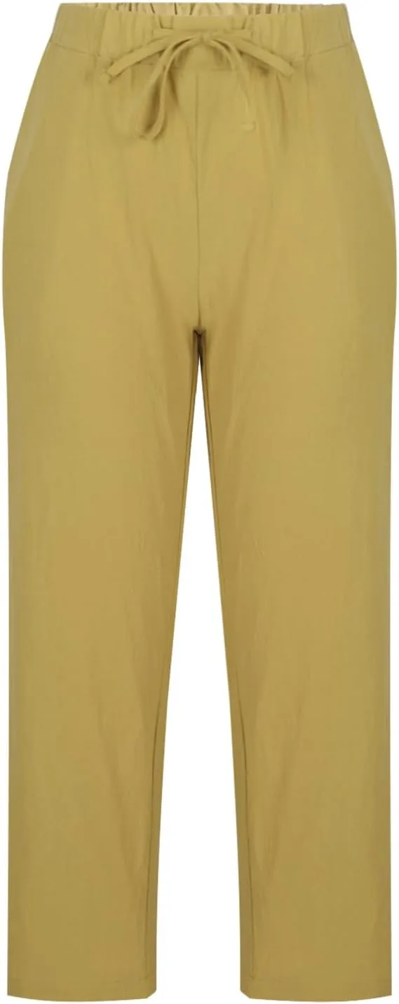Womens Cotton Linen Pants 2025 Summer Wide Leg Casual Loose Pants with Pocket Drawstring High Waist Palazzo Trousers