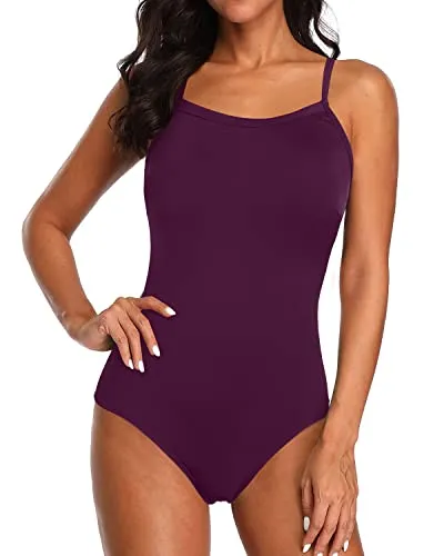 Women's Cute Slimming Sporty One Piece Swimwear-Maroon