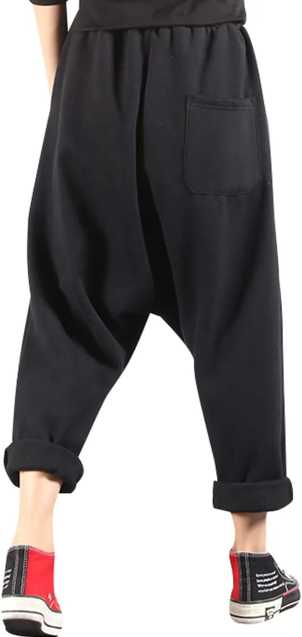 Women's Drawstring Waist Harem Pants with Fleece