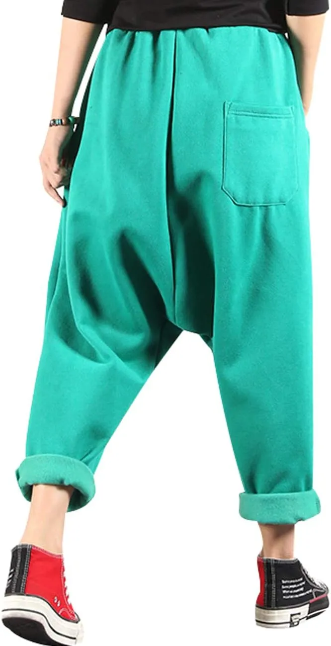 Women's Drawstring Waist Harem Pants with Fleece