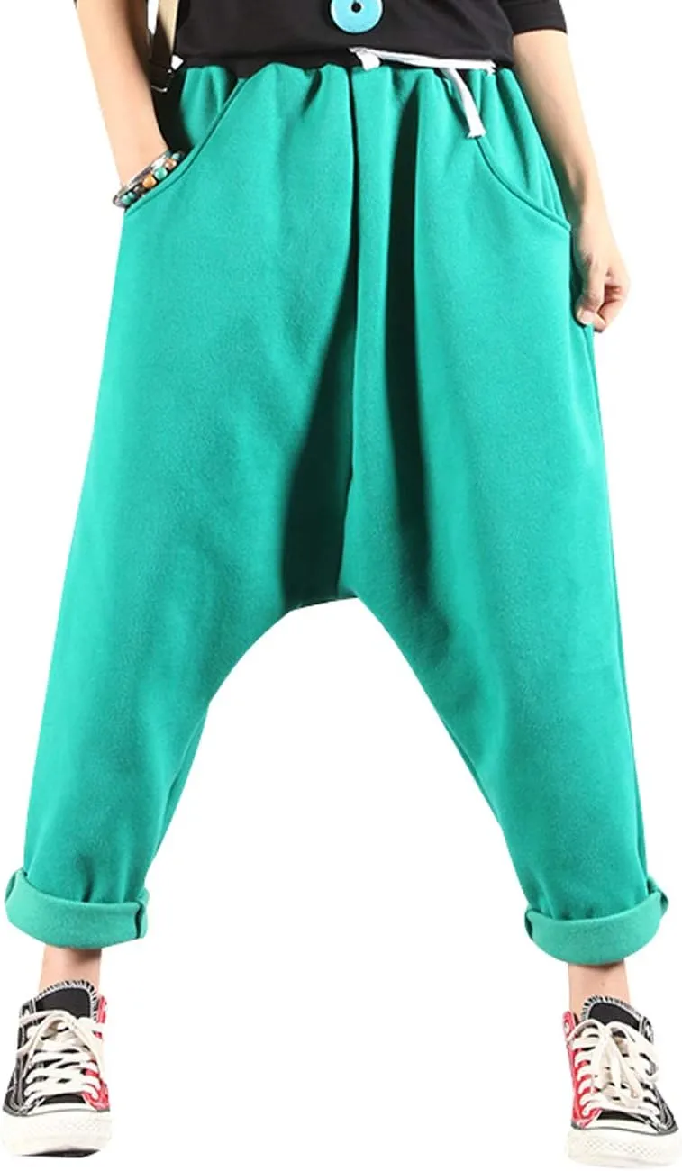 Women's Drawstring Waist Harem Pants with Fleece