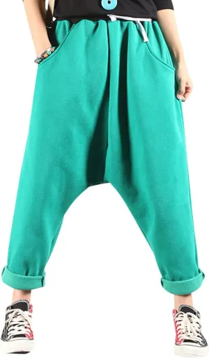 Women's Drawstring Waist Harem Pants with Fleece