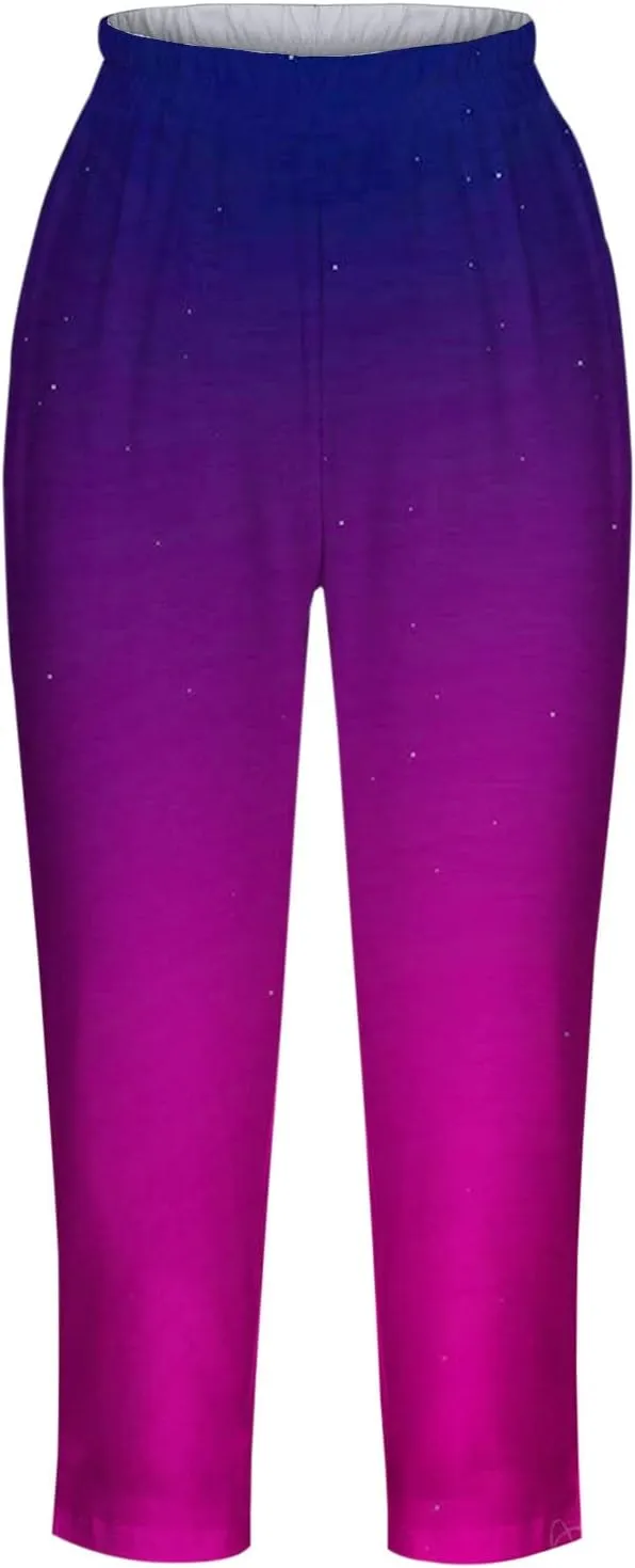 Womens High Waist Capri Leggings Running Workout Yoga Capris Pants Summer Casual Elastic Waist Cropped Trousers 2024