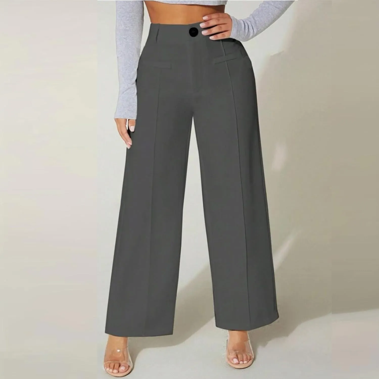 Women's High Waist Pants Trendy Drape Straight Dress Pants Fall Casual Wild Long Trousers Comfy High-end Pants