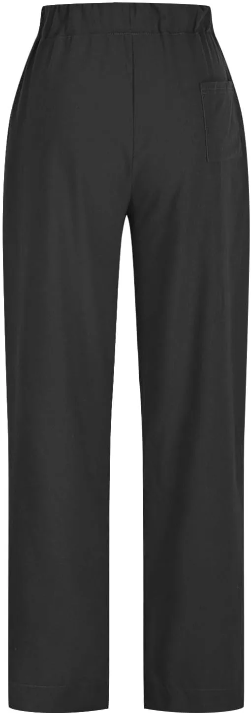 Womens Linen Baggy Harem Pants Summer Drawstring Casual Lounge Trouser 2025 Beach Travel Vacation Clothes with Pocket