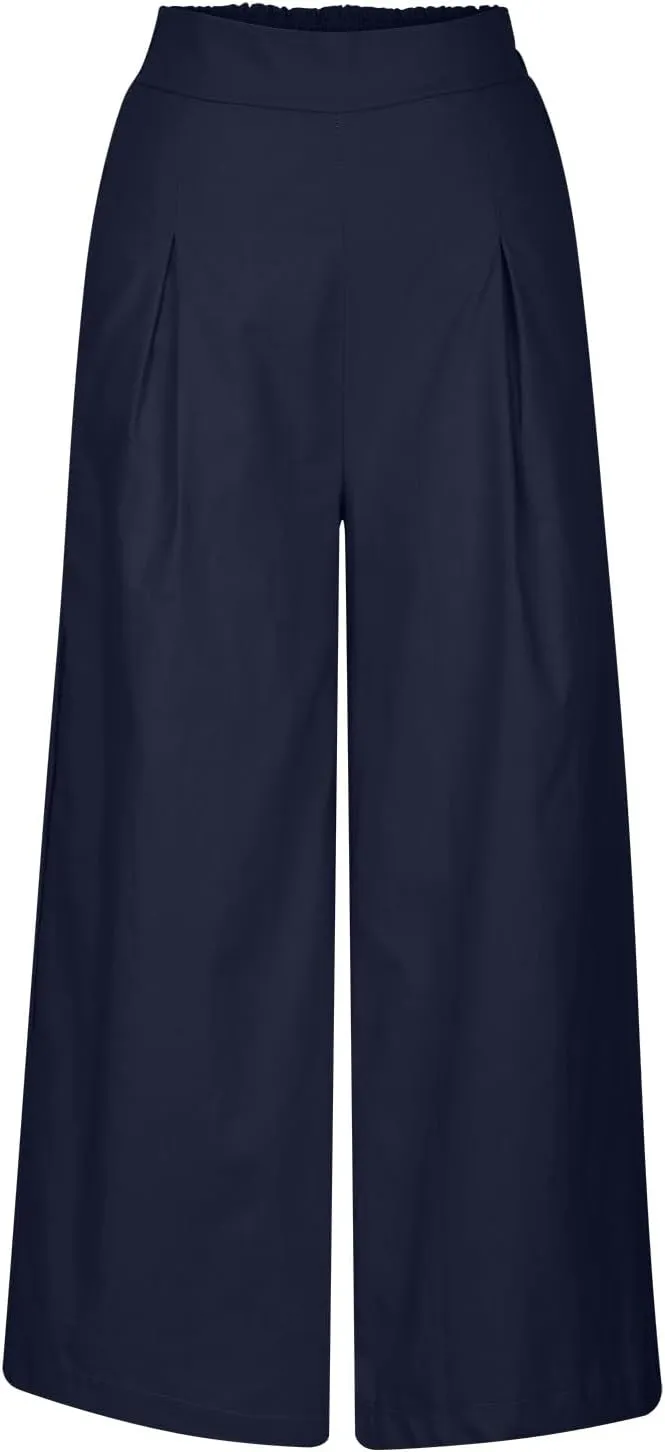 Womens Linen Pants Wide Leg Pants Casual Solid Color Trousers Work Suit Pants with Pockets Summer Outfits for Women