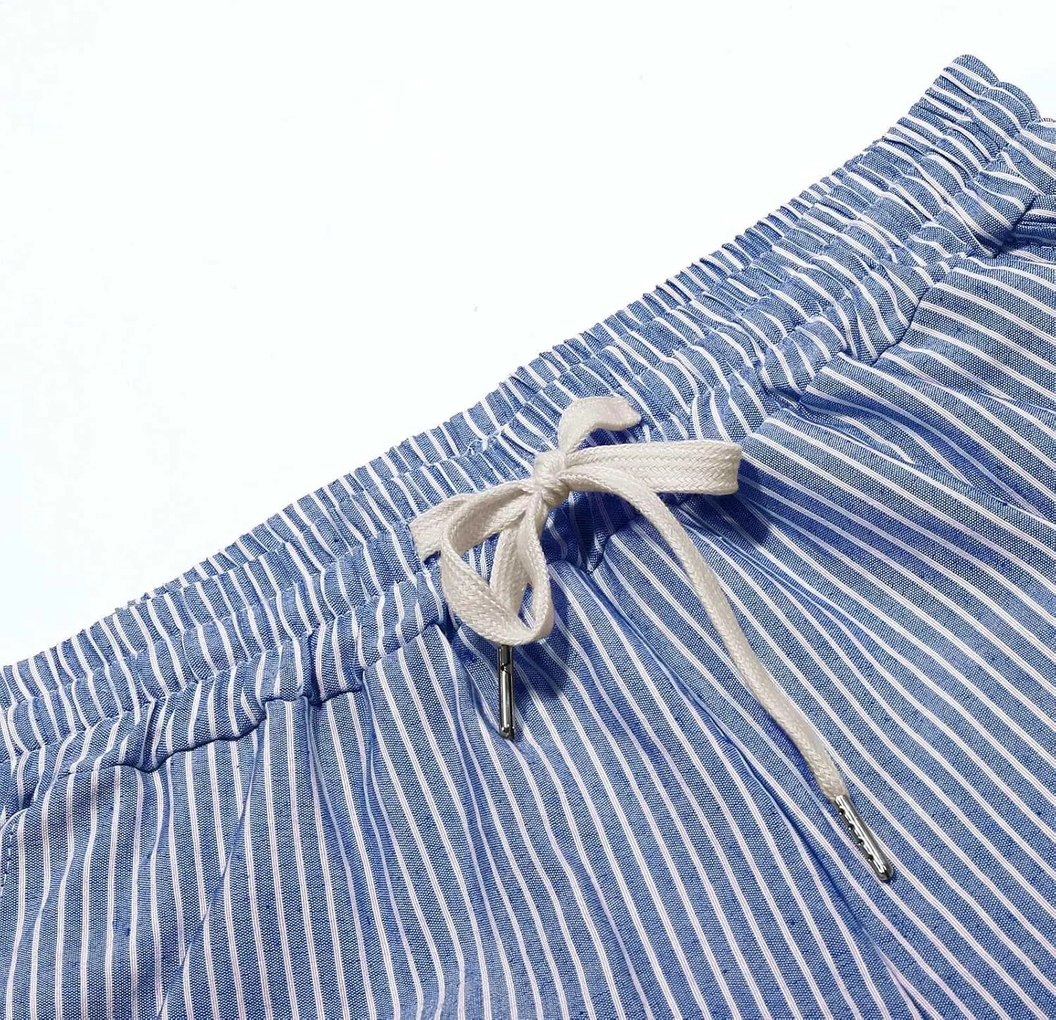 Womens Linen Pants with Pockets Striped Casual Pants Beach Trousers 2025 Women's High Waist Elastic Drawstring Pants