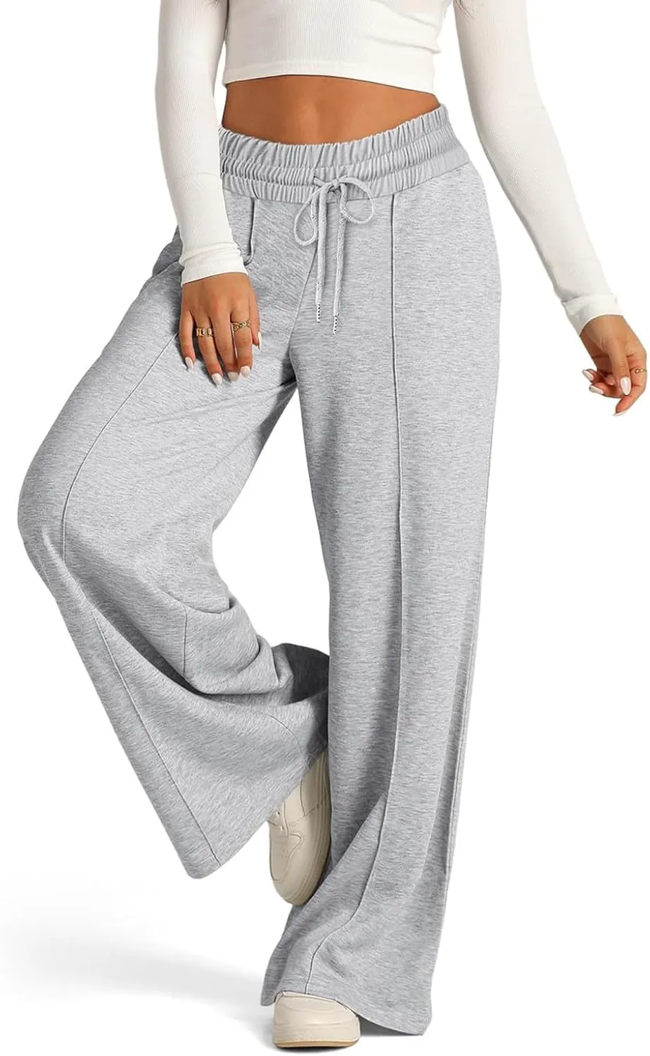 Women's Pants, High Waisted Straight Leg Linen Pants Wide Summer Sweatpants Palazzo
