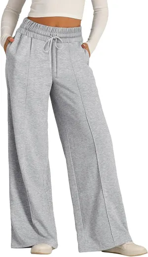 Women's Pants, High Waisted Straight Leg Linen Pants Wide Summer Sweatpants Palazzo