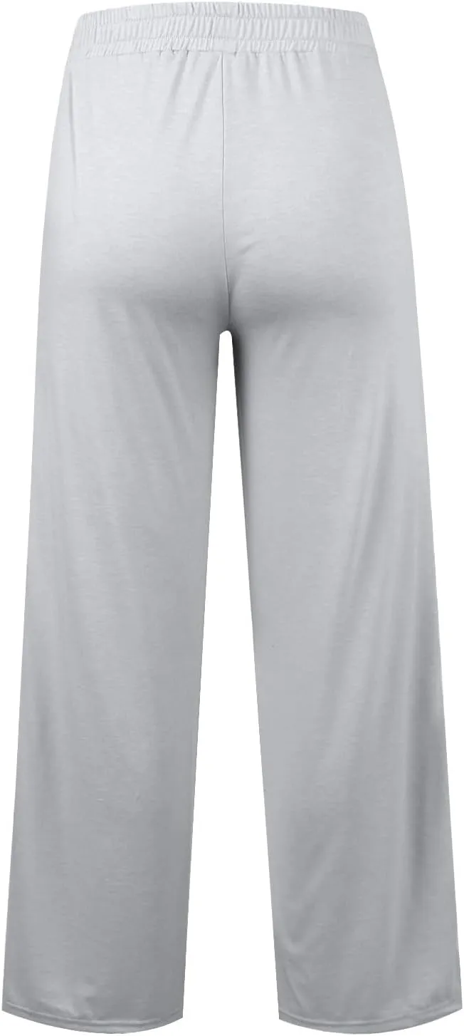 Women's Pants, High Waisted Straight Leg Linen Pants Wide Summer Sweatpants Palazzo