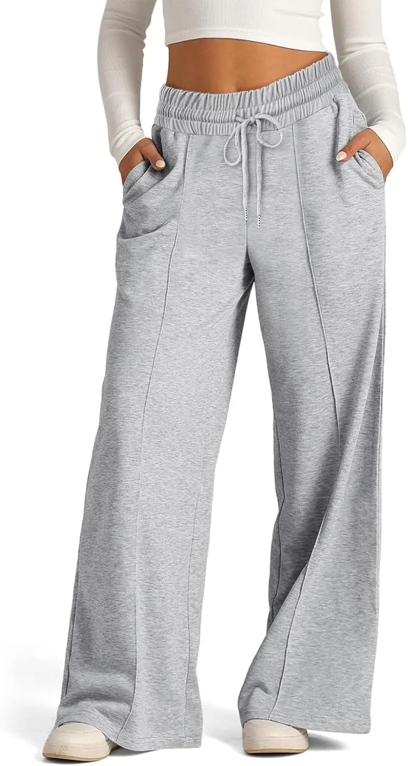 Women's Pants, High Waisted Straight Leg Linen Pants Wide Summer Sweatpants Palazzo
