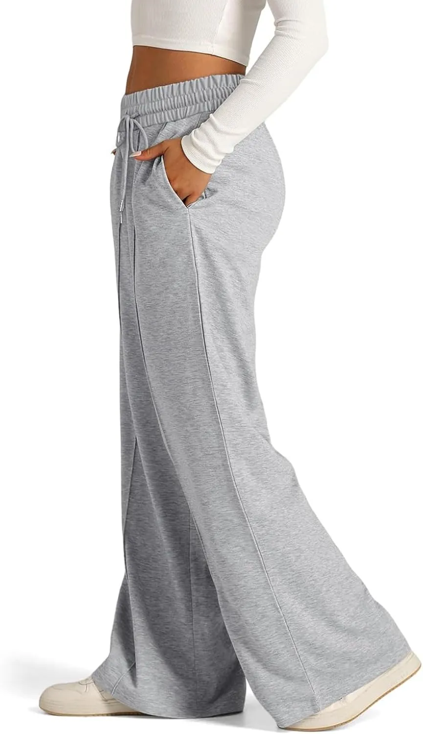 Women's Pants, High Waisted Straight Leg Linen Pants Wide Summer Sweatpants Palazzo