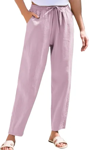 Women's Pants, Straight Leg Casual Everyday Linen Peasant Pants Sweatpants Lounge Plus