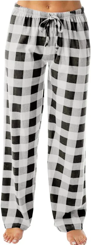 Womens Plaid Pajama Pants Sleepwear Loungewear High Waist Drawstring Long Pants Comfy Trousers Fall Fashion Clothes