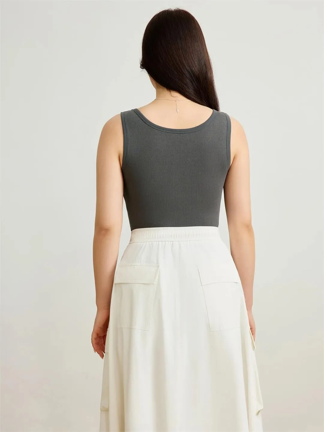 Women's Plus Size Backless Sleeveless Vest Striped Contrasting Color Slimming Camisole Top