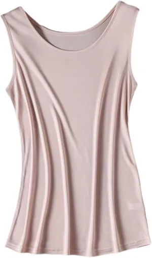 Womens Tank Top Silk Under Shirts Crewneck Basic Undershirts Sleeveless Shirt Loose Fit