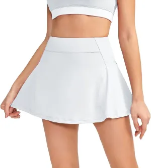Women's Tennis Skirts 15" Golf Running Workout Athletic Skorts Built-in Shorts with Pockets