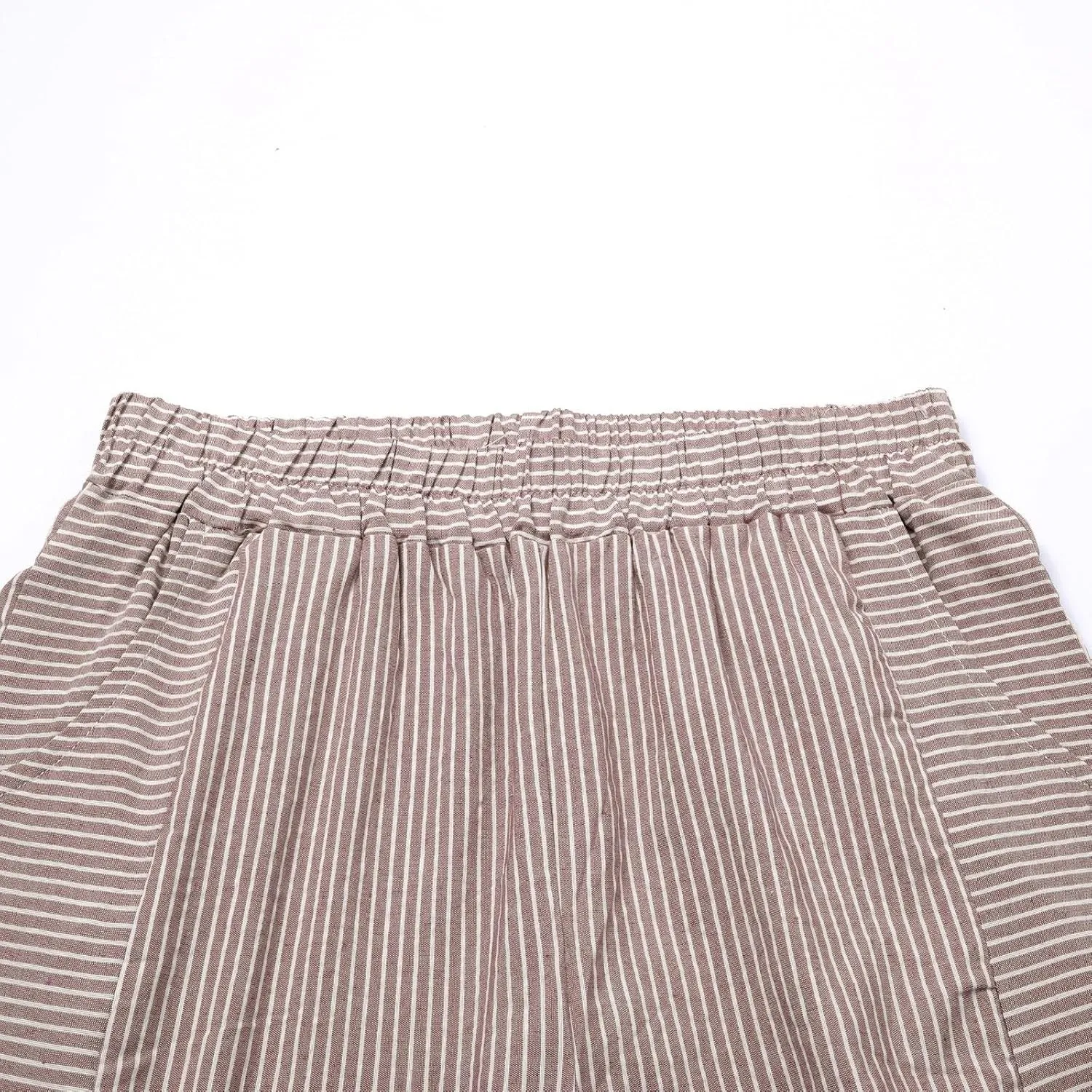 Womens Trendy Striped Linen Pants Casual High Waist Capri 2025 Summer Straight Leg Trousers with Pockets Workwear