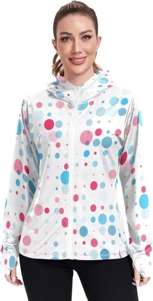 Womens Upf Hoodie Purple Pink Gradient UV Cooling Hoodie Summer Clothing Long Sleeve Spf 50 Quick Dry Cooling Shirts