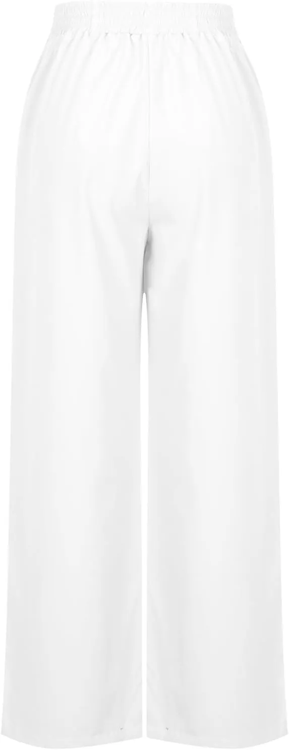 Womens Wide Leg Lightweight Pants Yoga Sport Palazzo Slacks High Waist Casual Travel Work Summer Trousers with Pockets