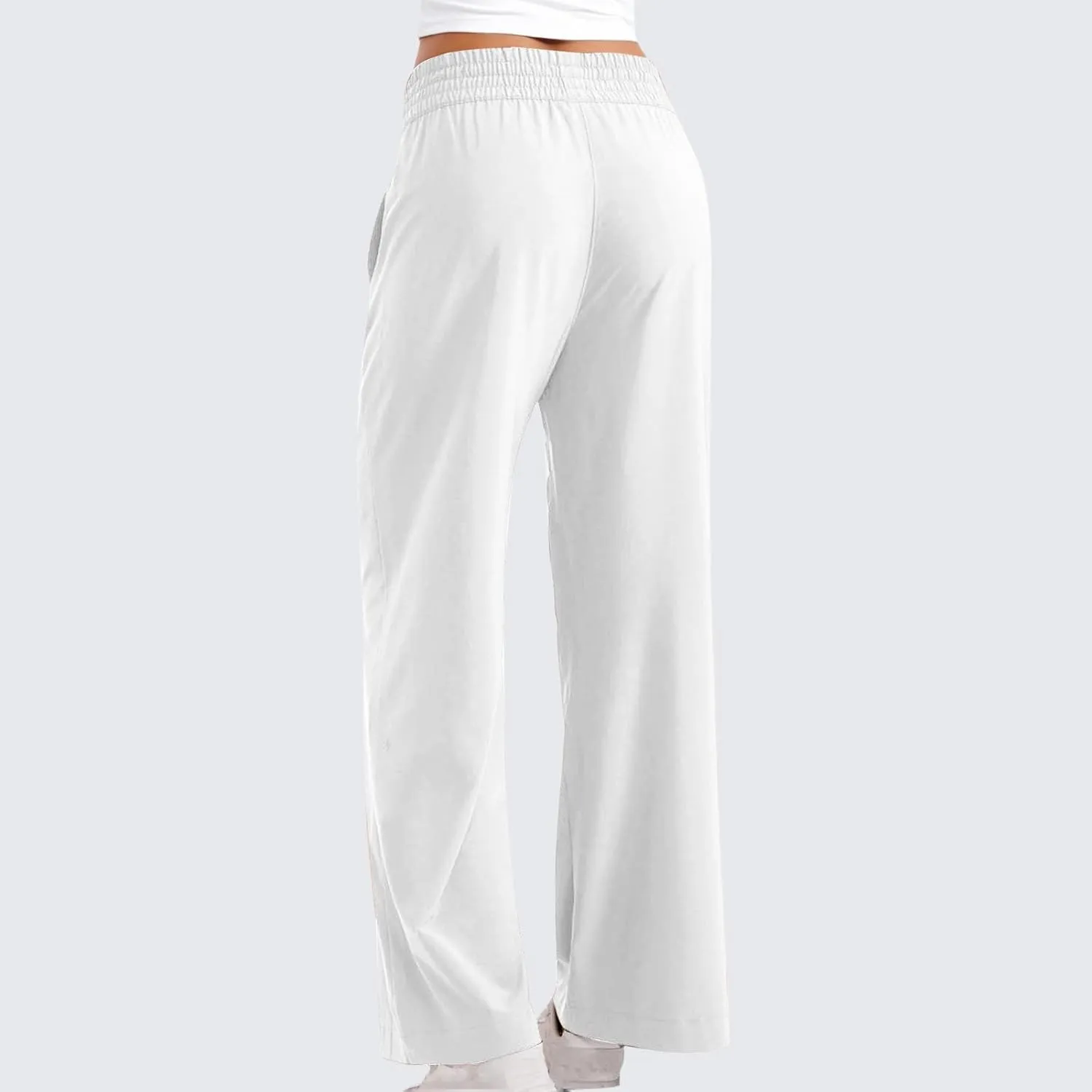 Womens Wide Leg Lightweight Pants Yoga Sport Palazzo Slacks High Waist Casual Travel Work Summer Trousers with Pockets
